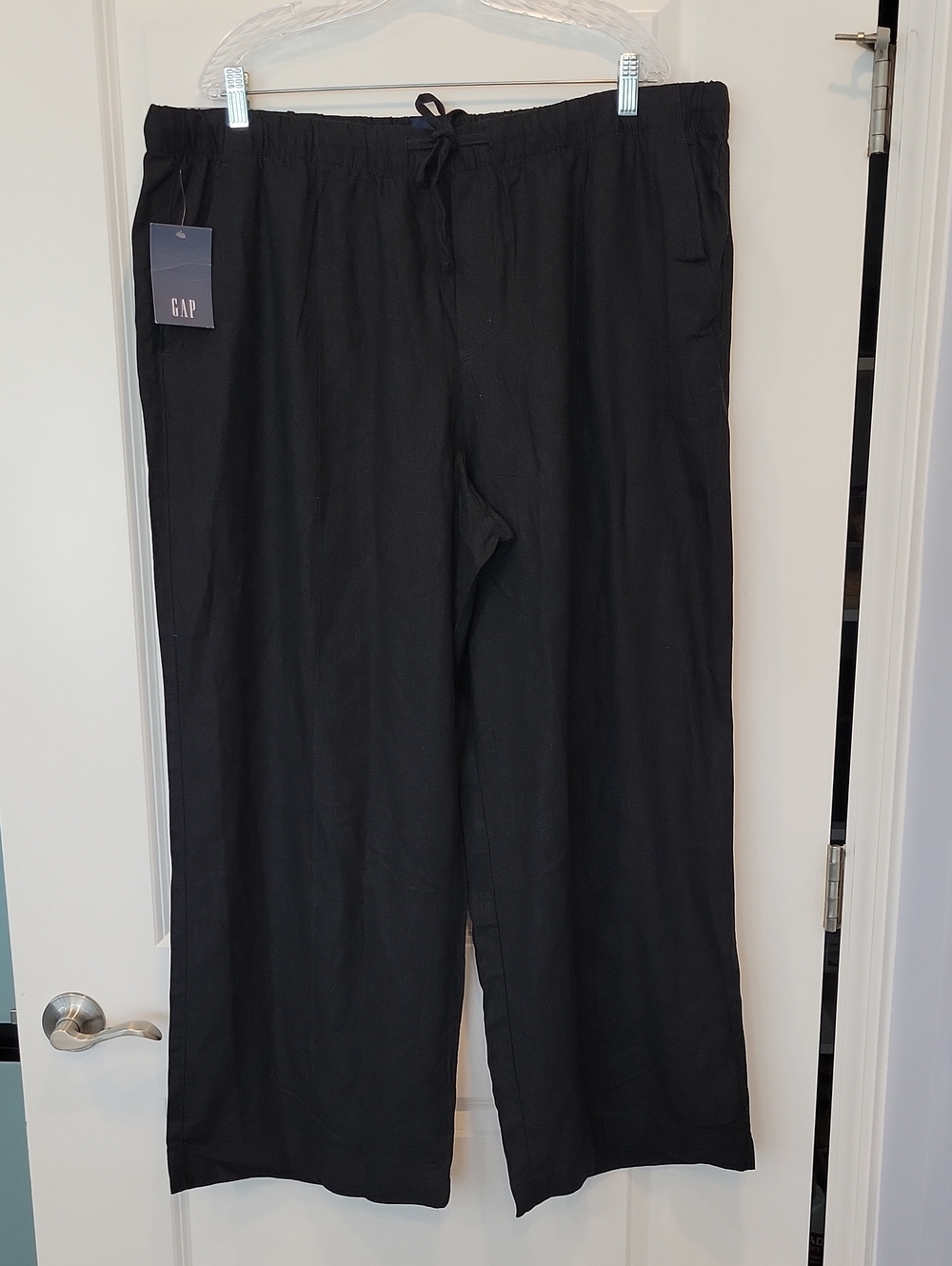 Gap Women's Wide Leg Pull-On Linen Pant In Black Size XXL NWT